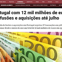 Portugal com 12 mil milhes de euros em fuses e aquisies at julho